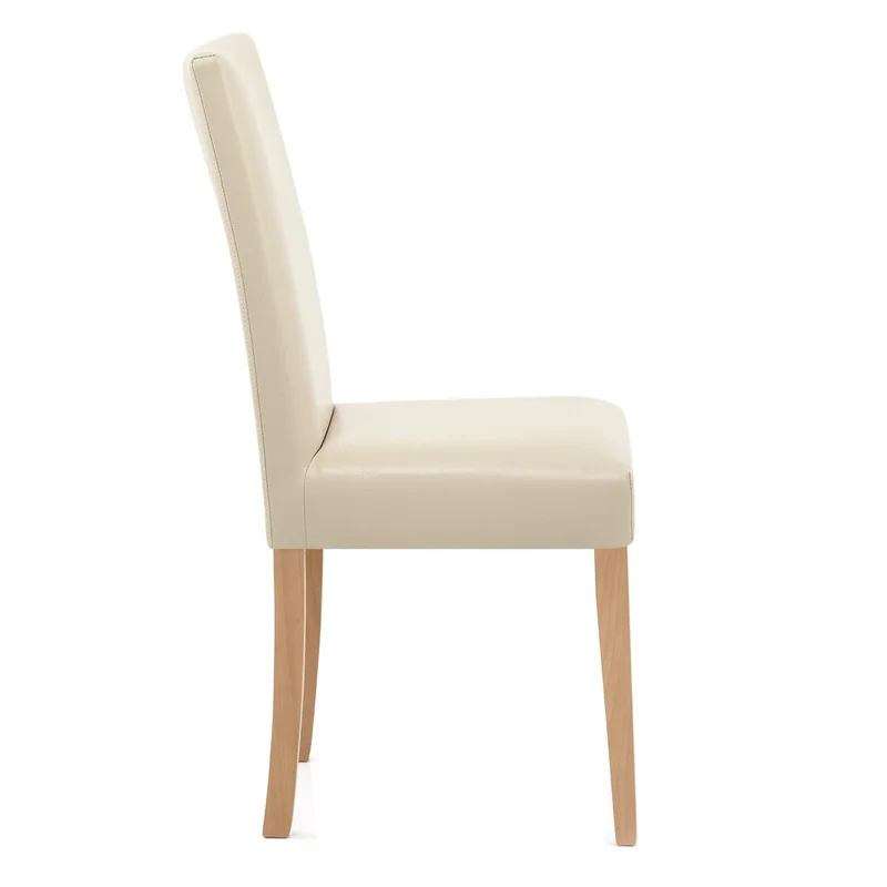 Chaise Cuir Croûté Bois - Chicago Chêne Crème