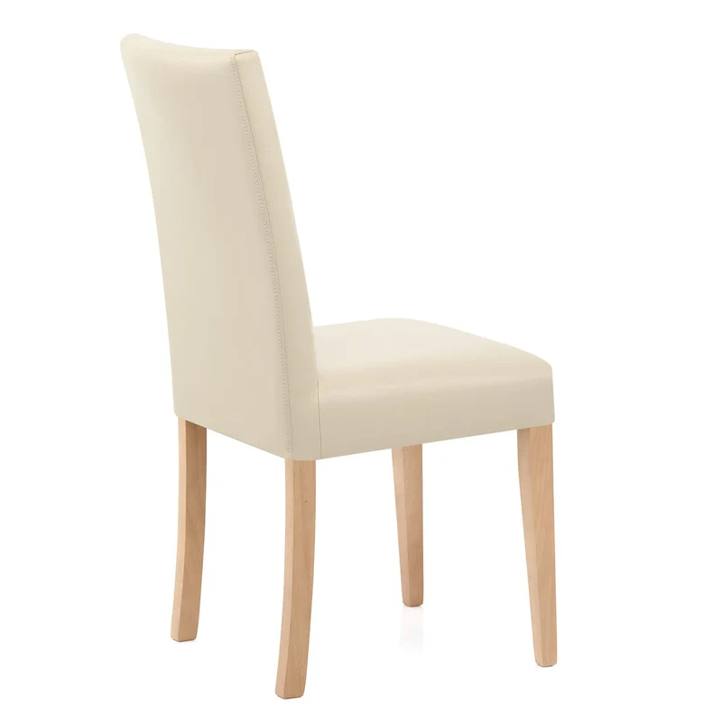 Chaise Cuir Croûté Bois - Chicago Chêne Crème