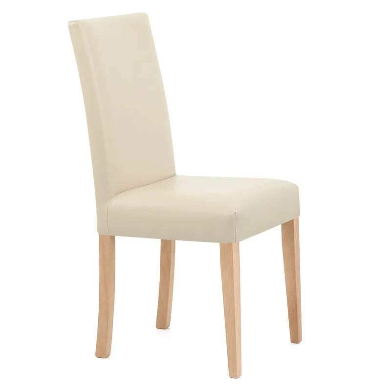 Chaise Cuir Croûté Bois - Chicago Chêne Crème