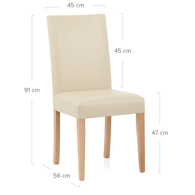 Chaise Cuir Croûté Bois - Chicago Chêne Crème