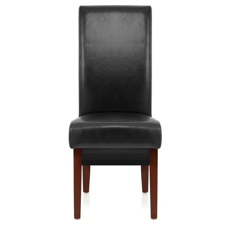 Chaise Bois Cuir Croûté - Carlo Noyer Noir