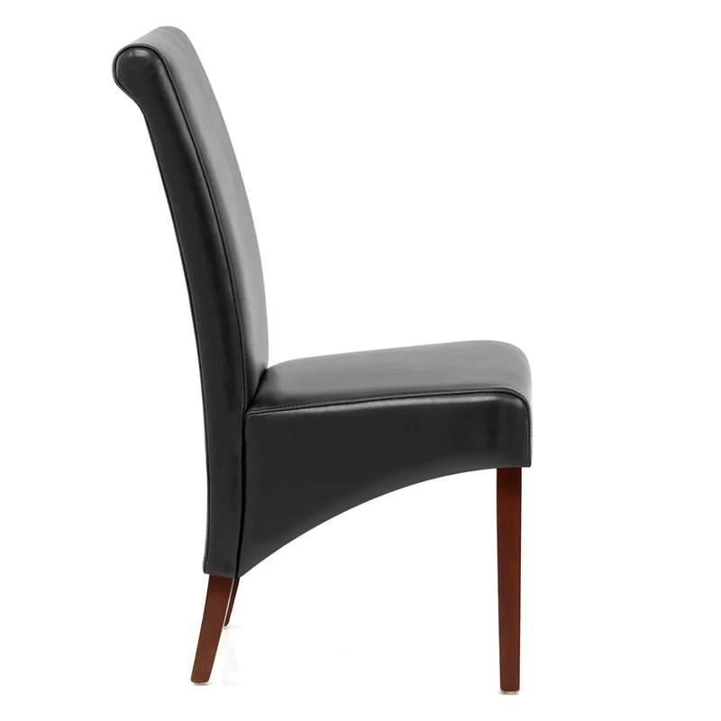 Chaise Bois Cuir Croûté - Carlo Noyer Noir