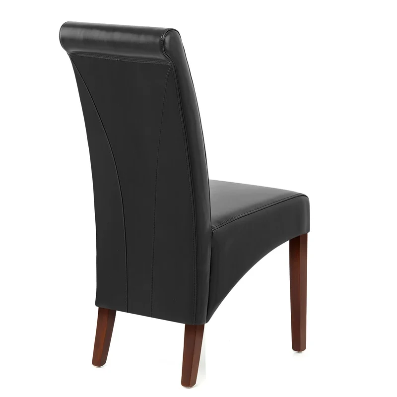 Chaise Bois Cuir Croûté - Carlo Noyer Noir