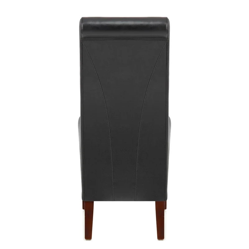 Chaise Bois Cuir Croûté - Carlo Noyer Noir