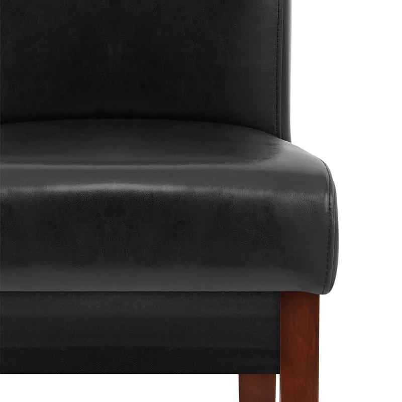 Chaise Bois Cuir Croûté - Carlo Noyer Noir
