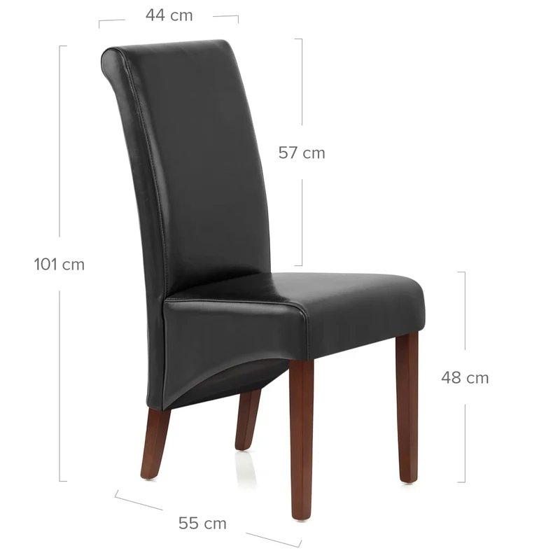 Chaise Bois Cuir Croûté - Carlo Noyer Noir