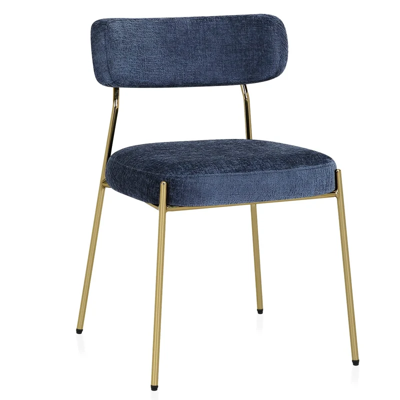 Chaise dorée Tissu - Diana Bleu
