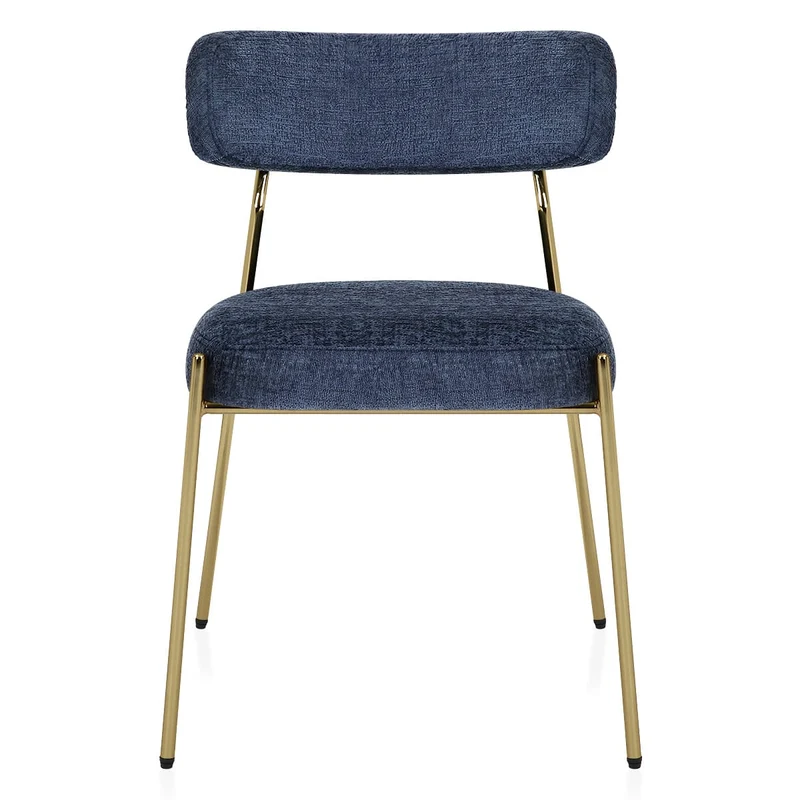 Chaise dorée Tissu - Diana Bleu