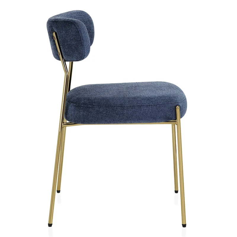 Chaise dorée Tissu - Diana Bleu