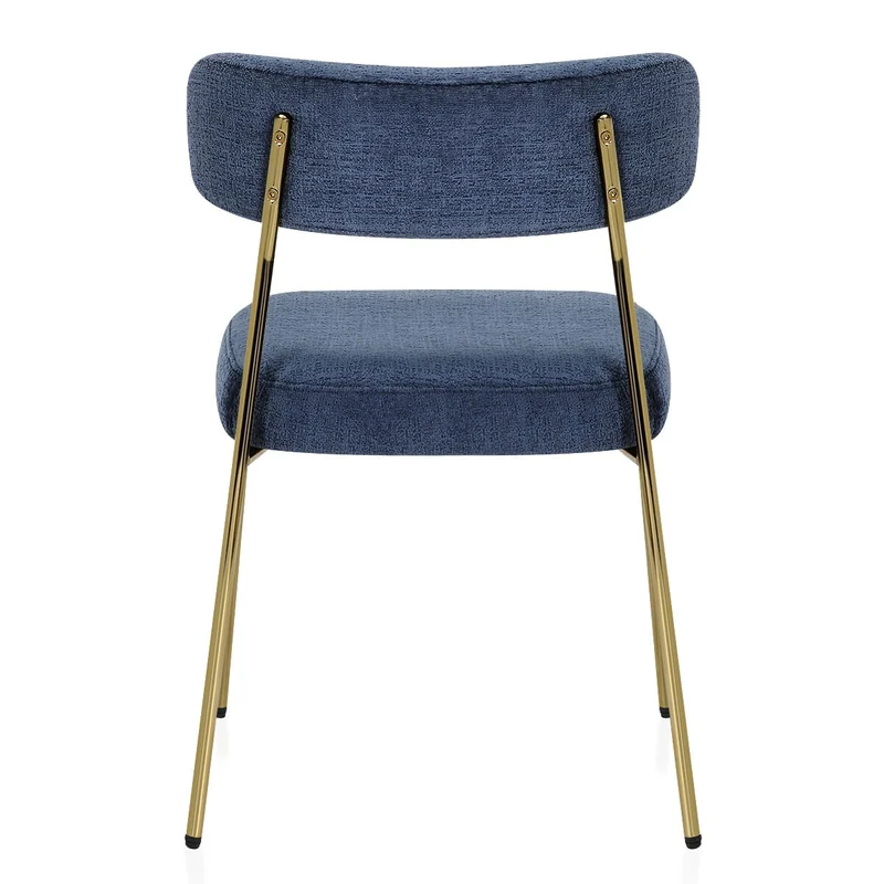 Chaise dorée Tissu - Diana Bleu