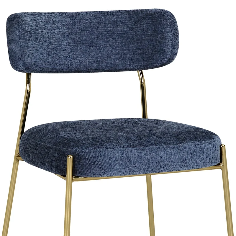 Chaise dorée Tissu - Diana Bleu