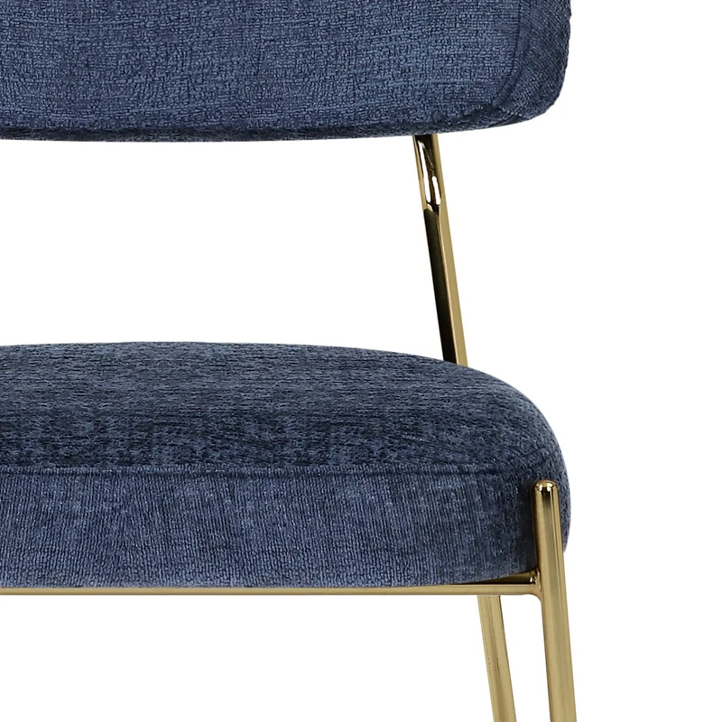 Chaise dorée Tissu - Diana Bleu