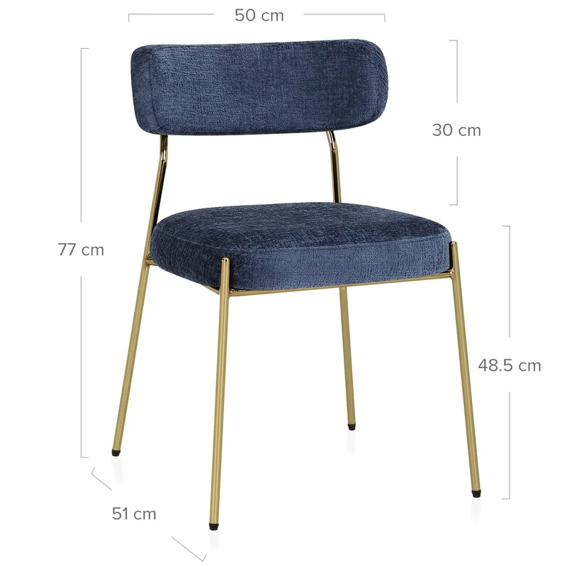 Chaise dorée Tissu - Diana Bleu