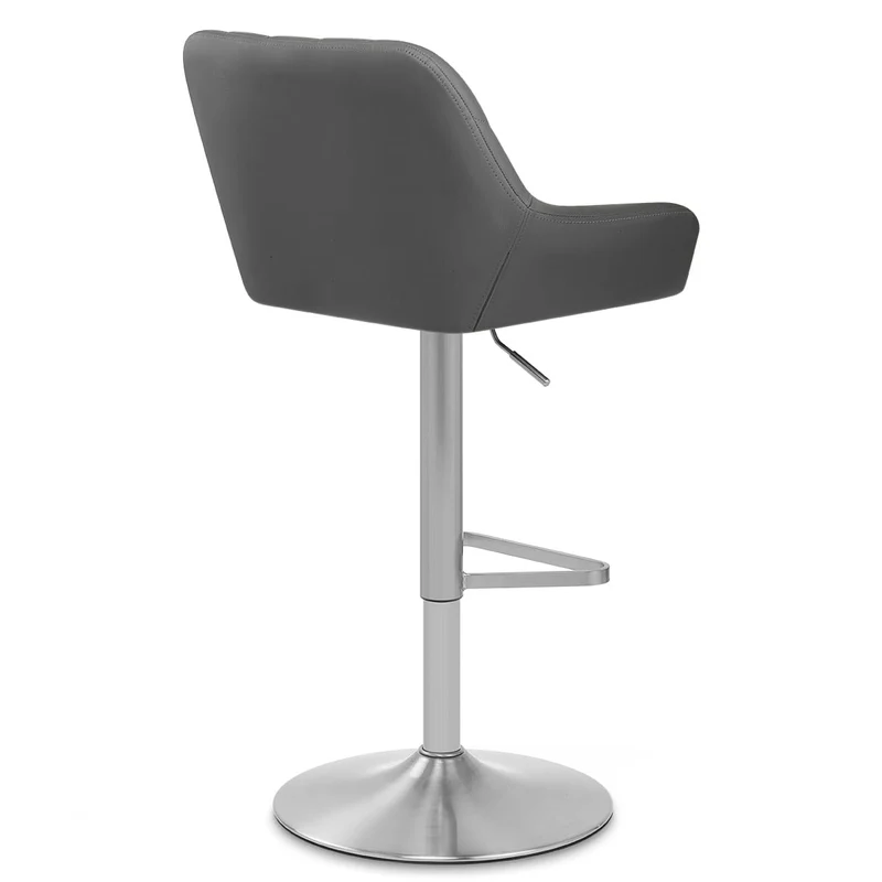 Chaise de Bar Simili Cuir Chrome Brossé - Detroit Gris