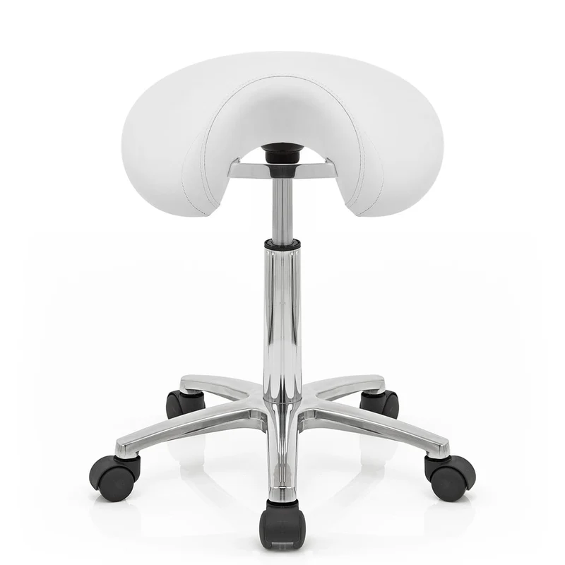 Tabouret Faux Cuir Chrome - Deluxe Saddle Blanc