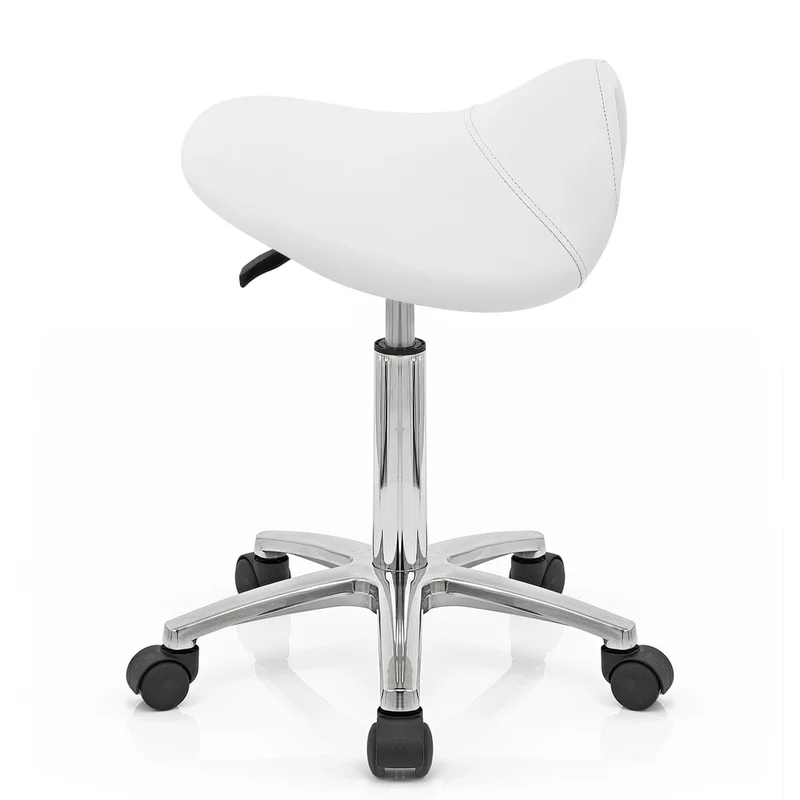 Tabouret Faux Cuir Chrome - Deluxe Saddle Blanc