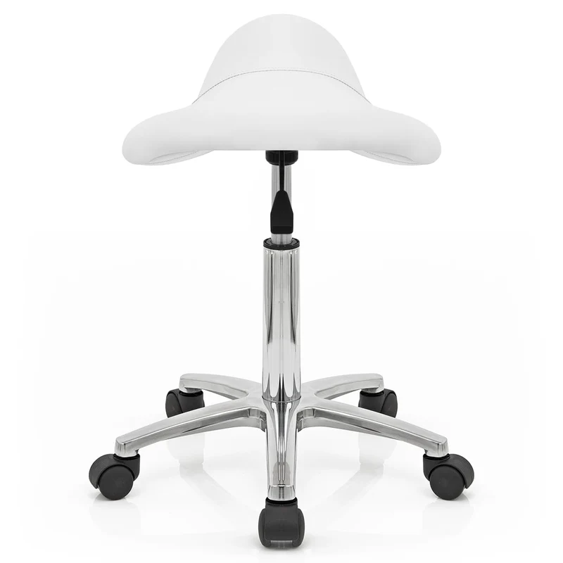 Tabouret Faux Cuir Chrome - Deluxe Saddle Blanc