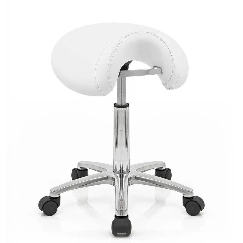 Tabouret Faux Cuir Chrome - Deluxe Saddle Blanc