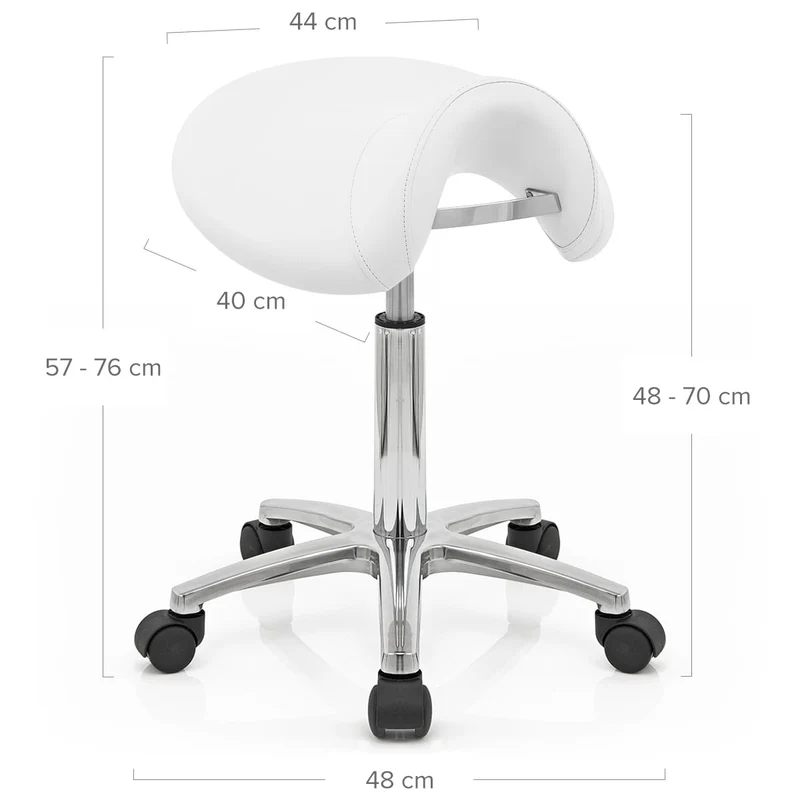 Tabouret Faux Cuir Chrome - Deluxe Saddle Blanc