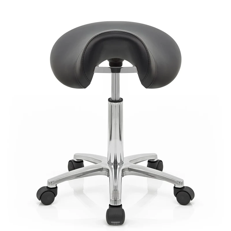 Tabouret Faux Cuir Chrome - Deluxe Saddle Noir