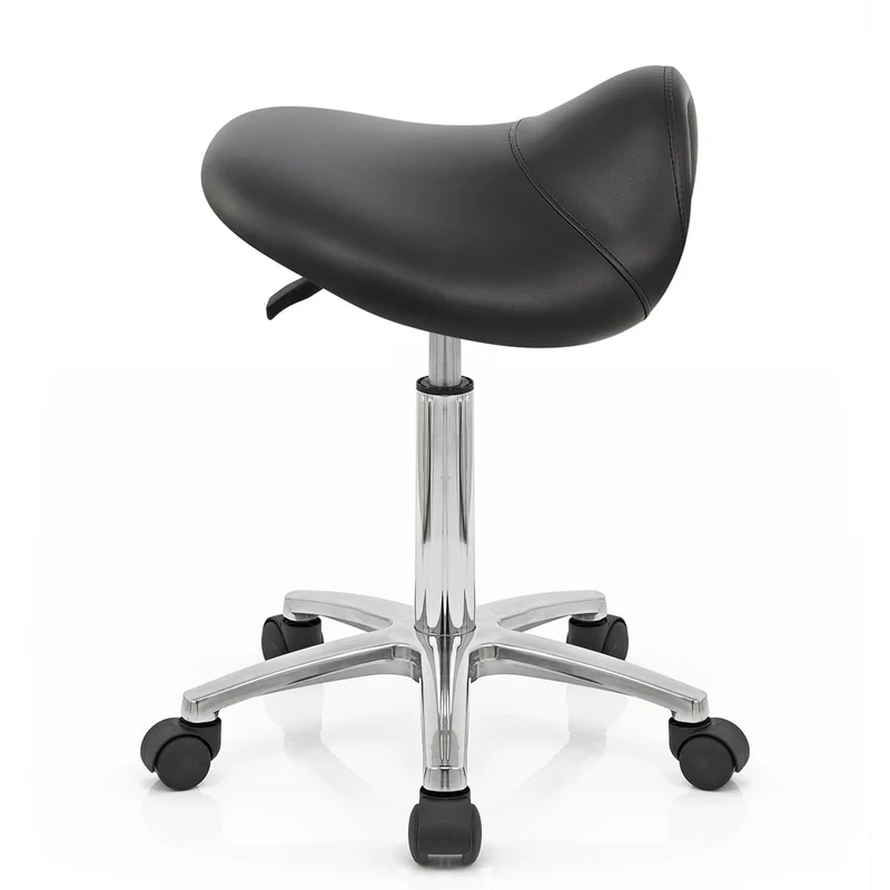 Tabouret Faux Cuir Chrome - Deluxe Saddle Noir