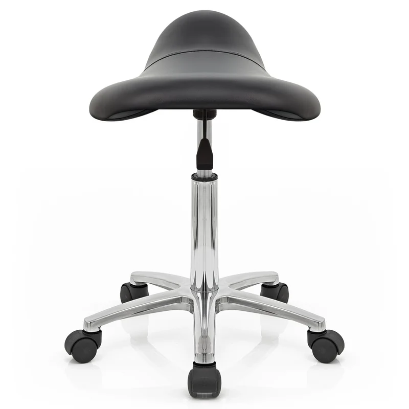 Tabouret Faux Cuir Chrome - Deluxe Saddle Noir