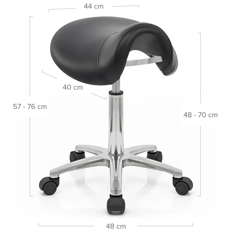 Tabouret Faux Cuir Chrome - Deluxe Saddle Noir