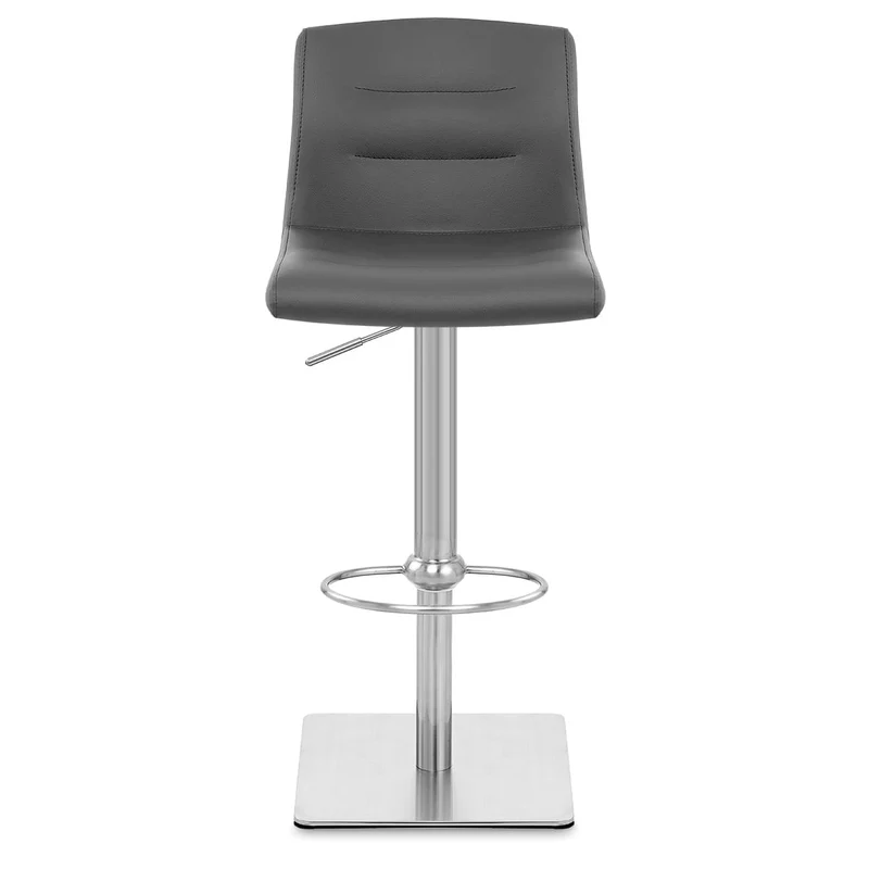 Chaise de Bar Cuir Chrome Brossé - Paradis Deluxe Gris
