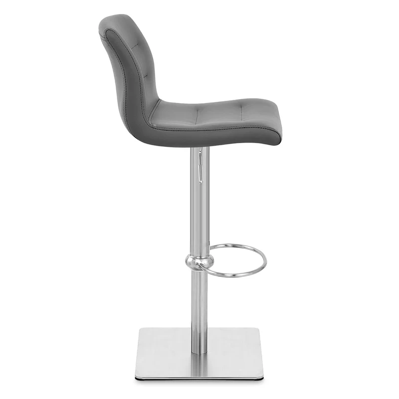 Chaise de Bar Cuir Chrome Brossé - Paradis Deluxe Gris