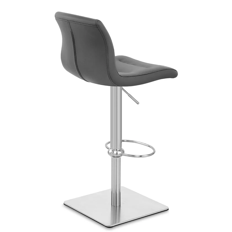 Chaise de Bar Cuir Chrome Brossé - Paradis Deluxe Gris