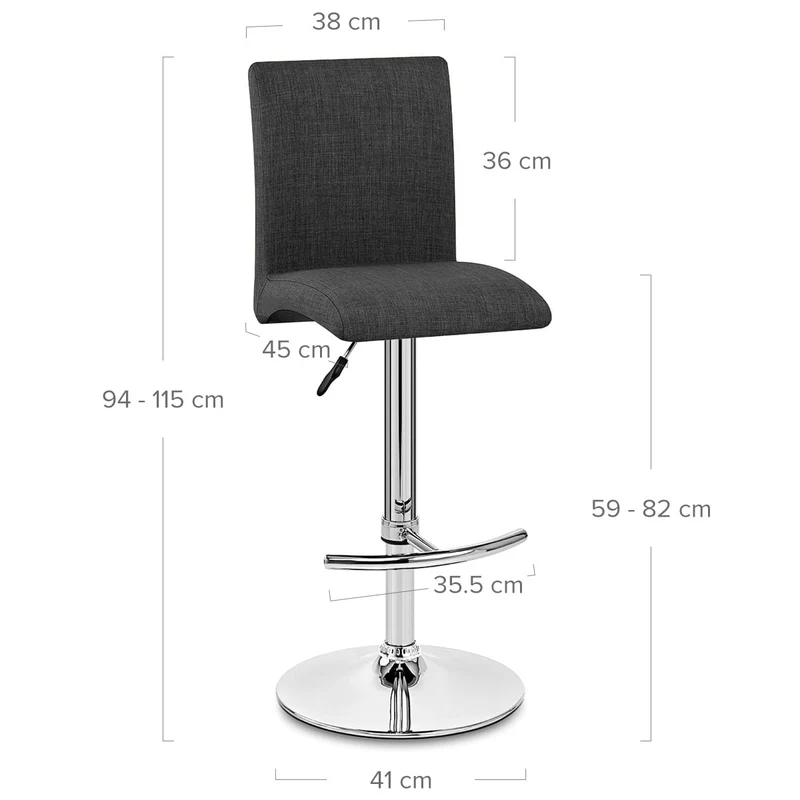 Chaise De Bar En Tissu - Deluxe High Back Gris