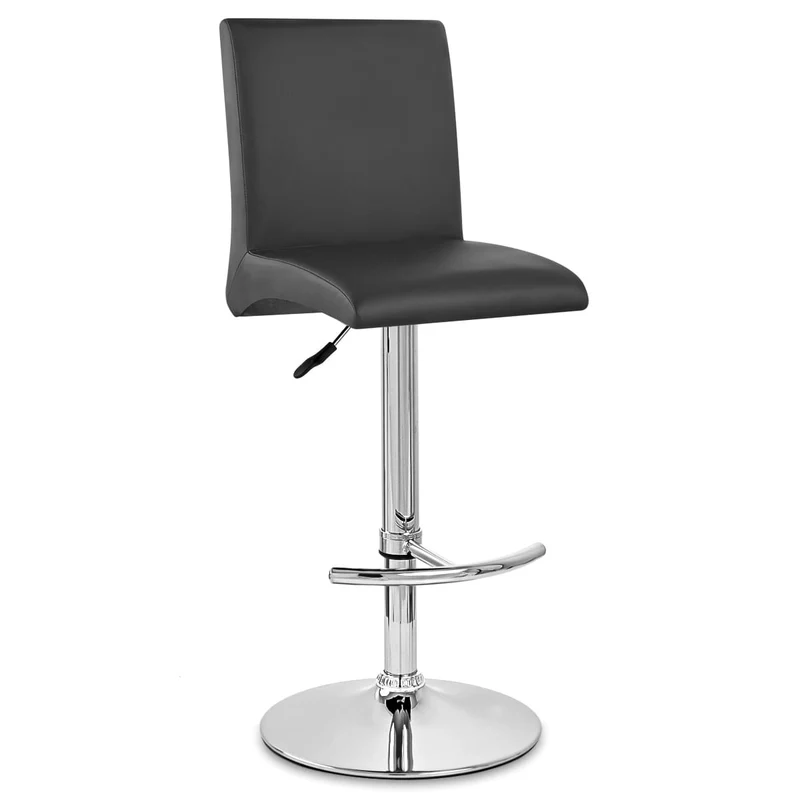 Chaise de Bar Faux Cuir Chrome - Deluxe High Back Noir