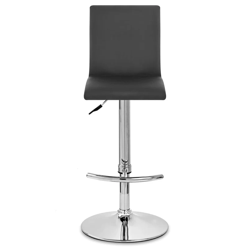 Chaise de Bar Faux Cuir Chrome - Deluxe High Back Noir