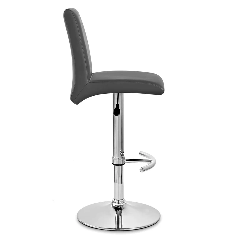 Chaise de Bar Faux Cuir Chrome - Deluxe High Back Noir