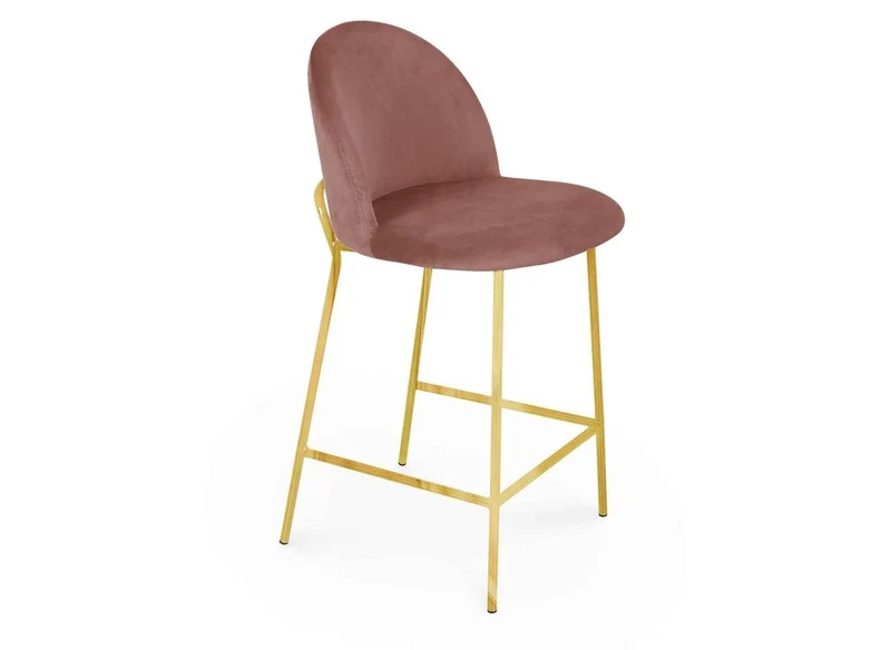 Lot de 2 tabourets de bar design en velours rose ARABEL