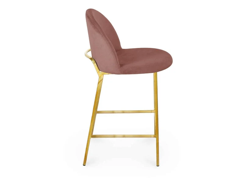 Lot de 2 tabourets de bar design en velours rose ARABEL