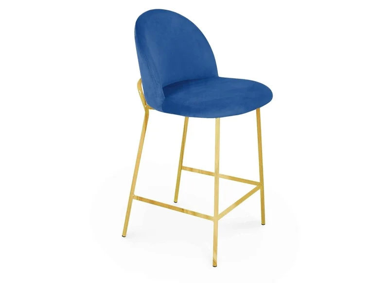 Lot de 2 tabourets de bar design en velours bleu ARABEL