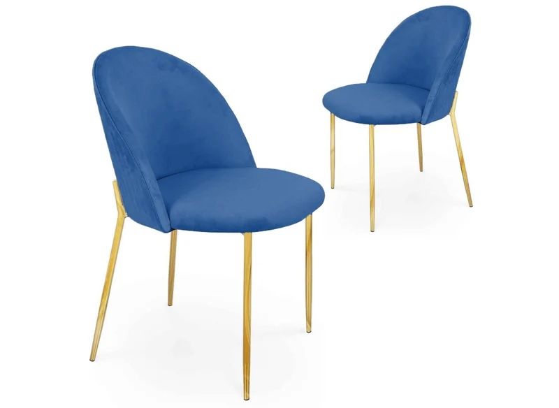 Lot de 2 chaises design en velours bleu ARABEL