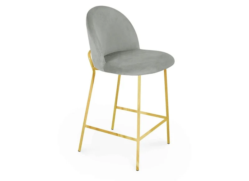 Lot de 2 tabourets de bar design en velours gris ARABEL