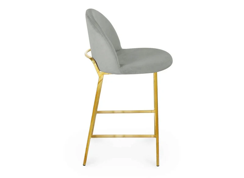Lot de 2 tabourets de bar design en velours gris ARABEL