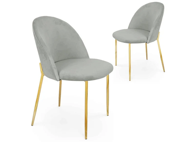 Lot de 2 chaises design en velours gris ARABEL