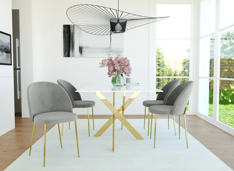Lot de 2 chaises design en velours gris ARABEL