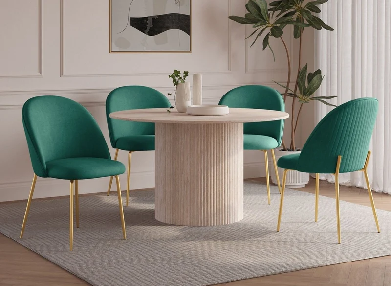 Lot de 2 chaises design en velours vert ARABEL