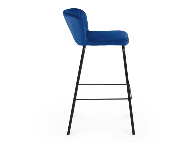 Lot de 2 tabourets de bar design en velours bleu BOSCO