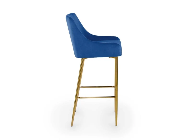 Lot de 2 tabourets de bar design en velours bleu LALYA