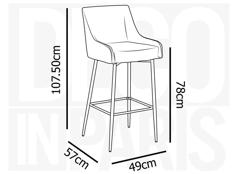 Lot de 2 tabourets de bar design en velours bleu LALYA
