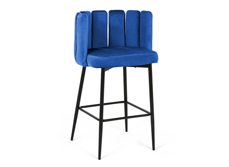 Lot de 2 tabourets de bar design en velours bleu DEBBY