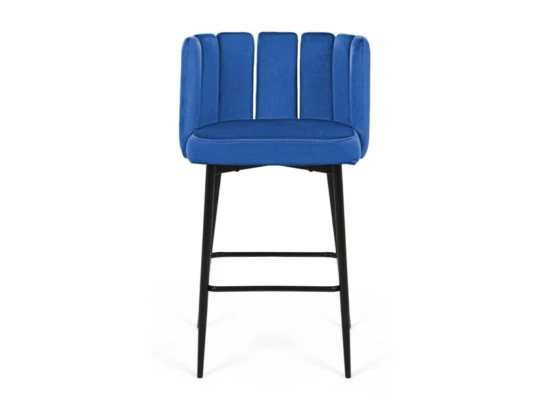 Lot de 2 tabourets de bar design en velours bleu DEBBY