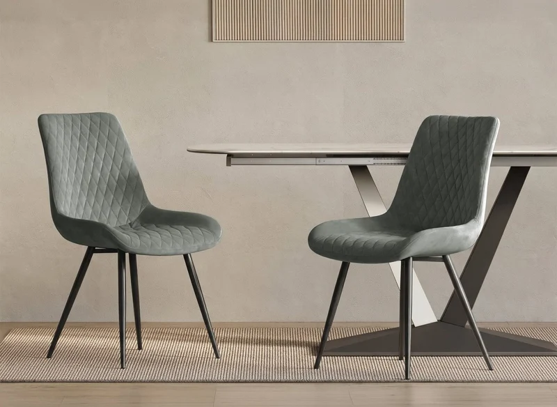 Lot de 2 chaises design en velours gris YOLA