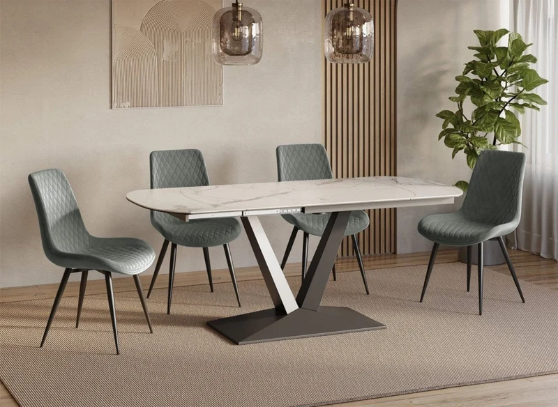 Lot de 2 chaises design en velours gris YOLA